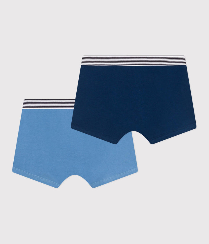 Set di 2 boxer in cotone ed elastan tinta unita bambino