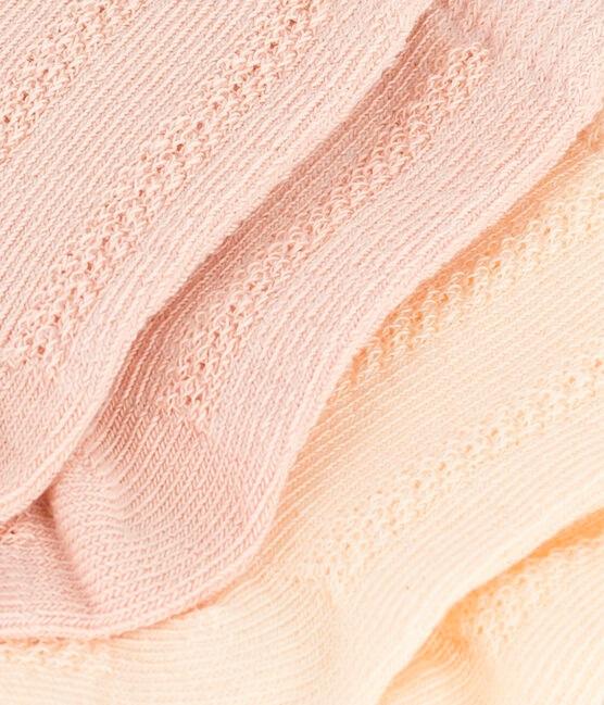 Set di 2 paia di calzini bebè in cotone lavorato rosa