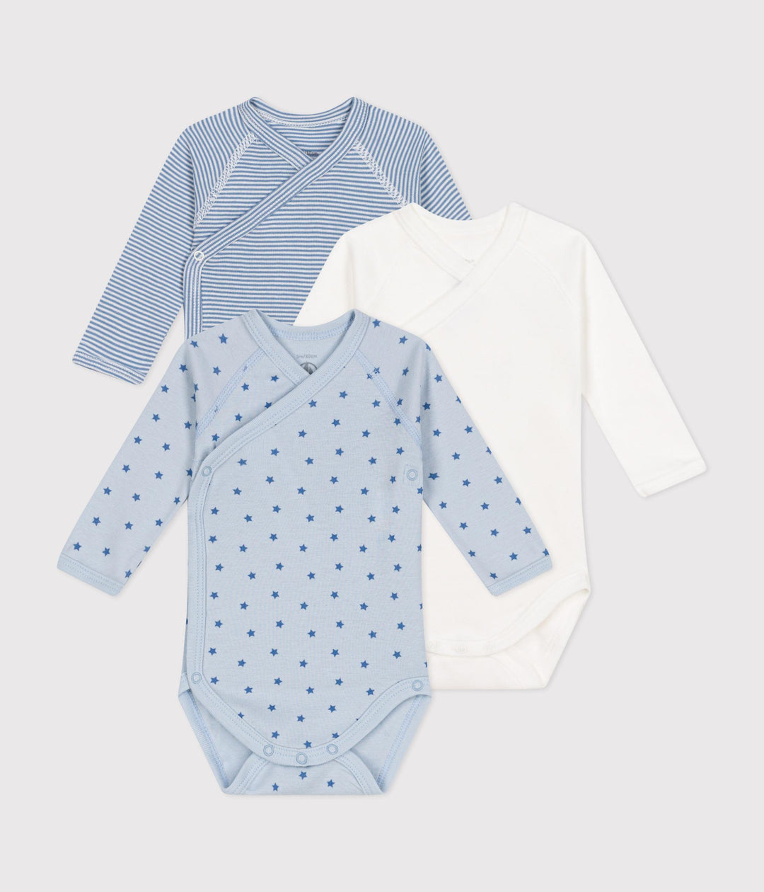 Set di 3 body incrociati a maniche lunghe stelle e righe