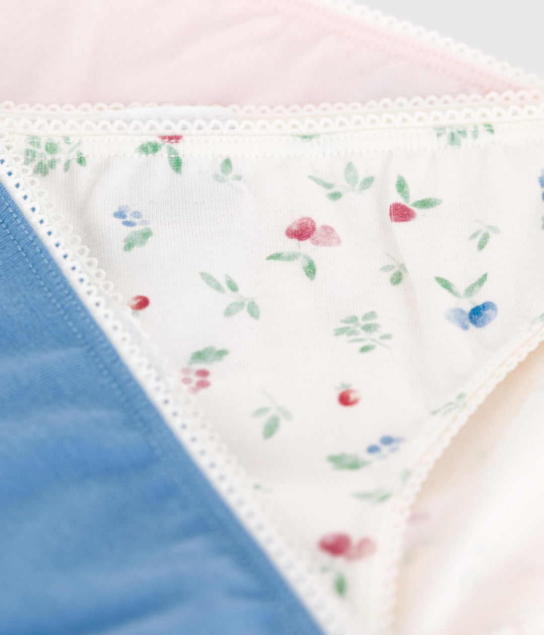 Set di 3 slip in misto cotone con stampa di frutti bambina