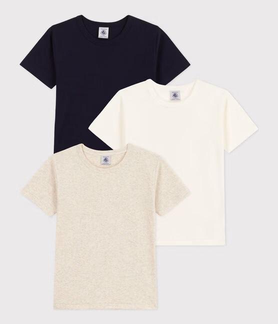 Set di 3 t-shirt a maniche corte in cotone tinta unita