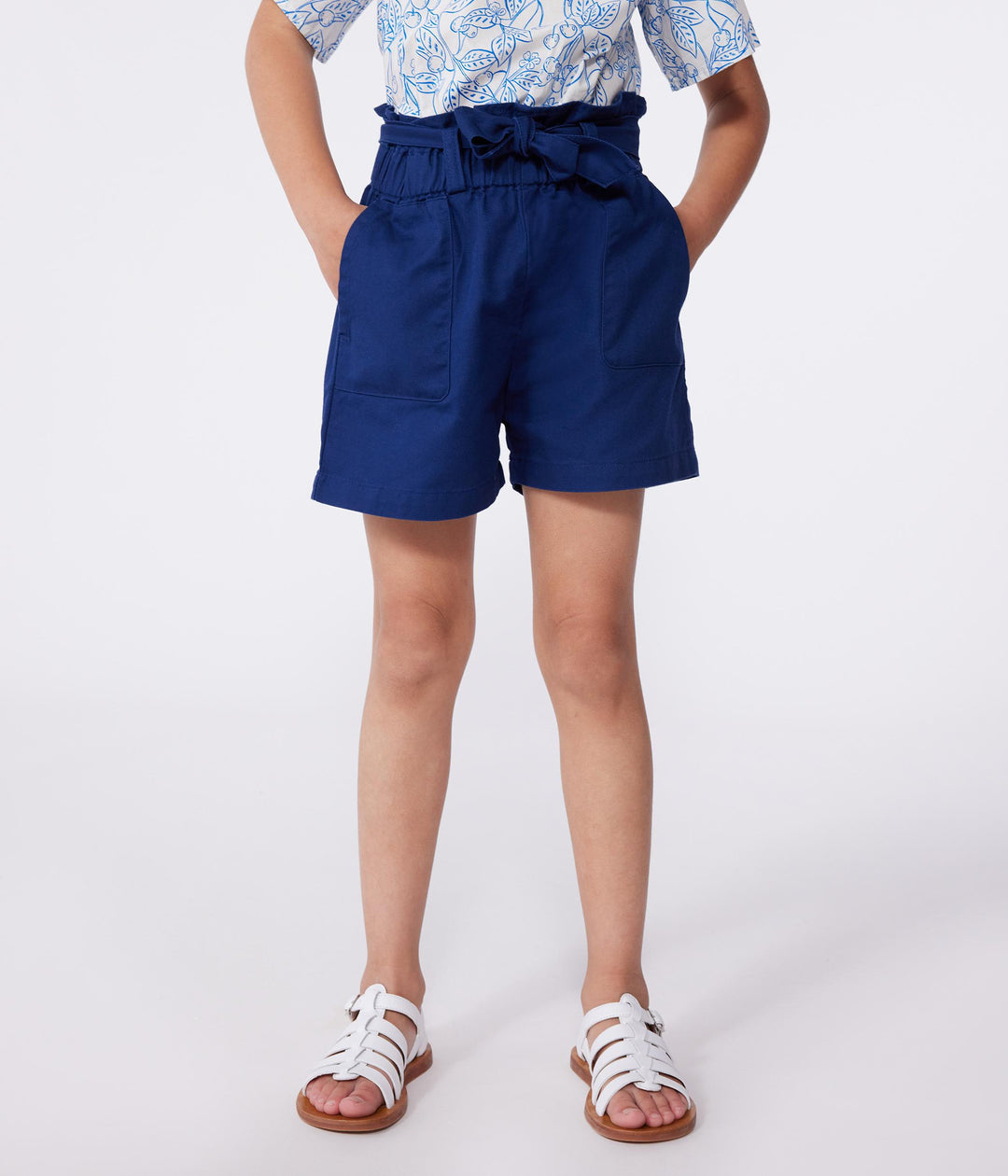 Shorts in cotone tinta unita bambina