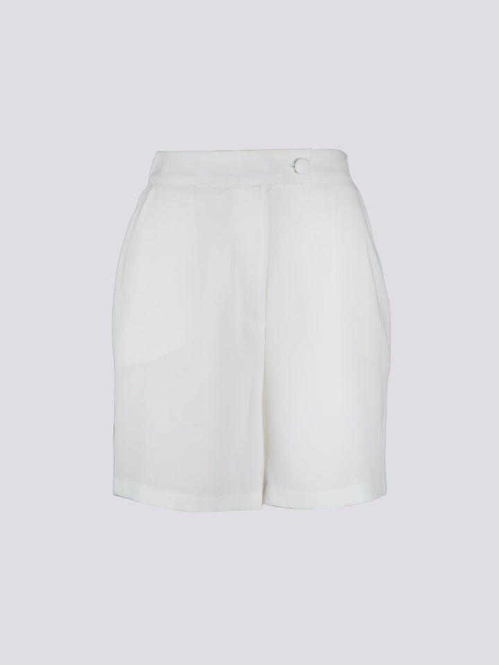 Shorts midi bianchi a vita alta