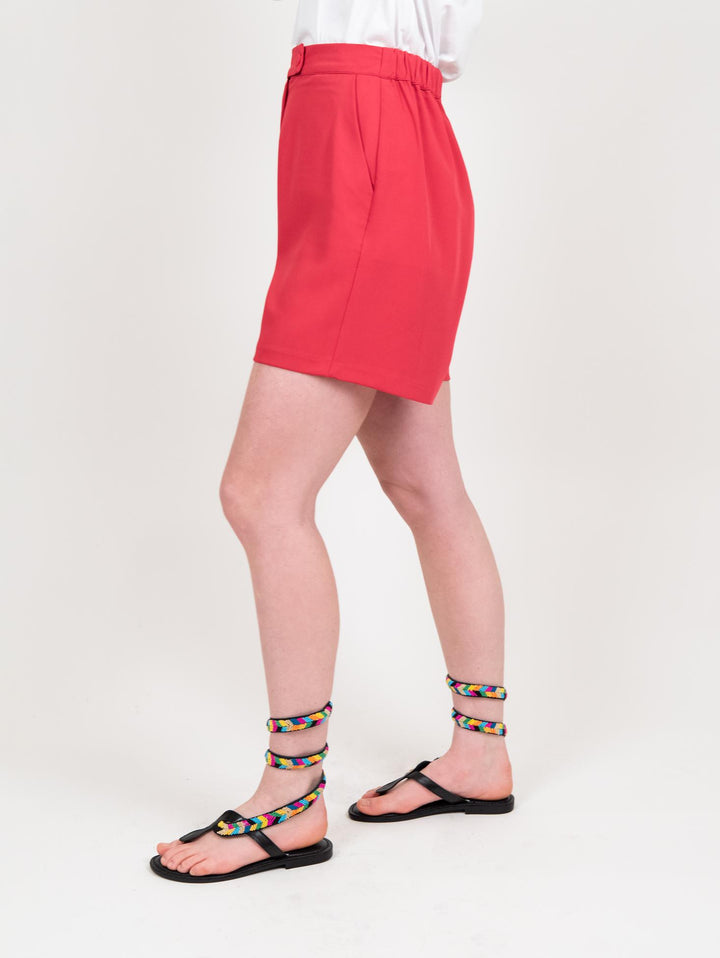 Shorts midi fucsia a vita alta