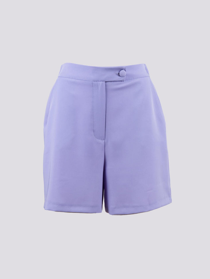 Shorts midi lavanda a vita alta