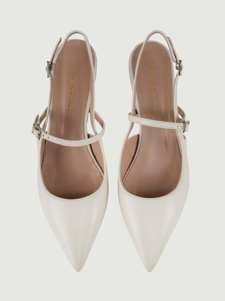 Slingback con listino color panna