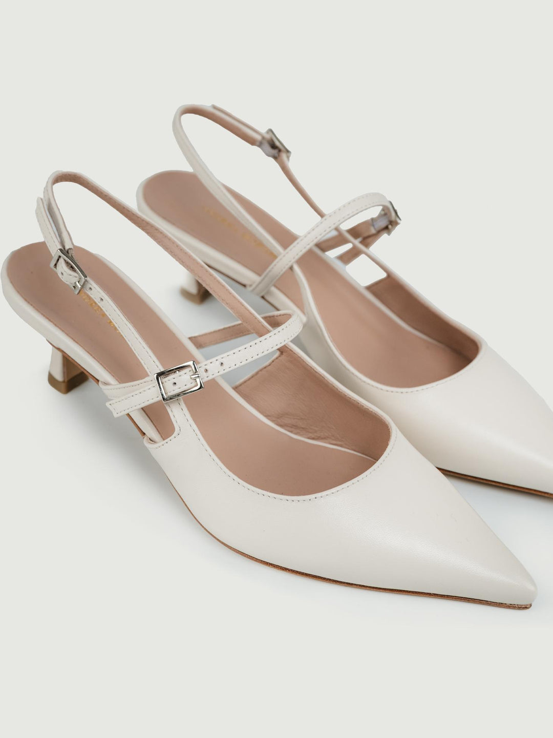 Slingback con listino color panna