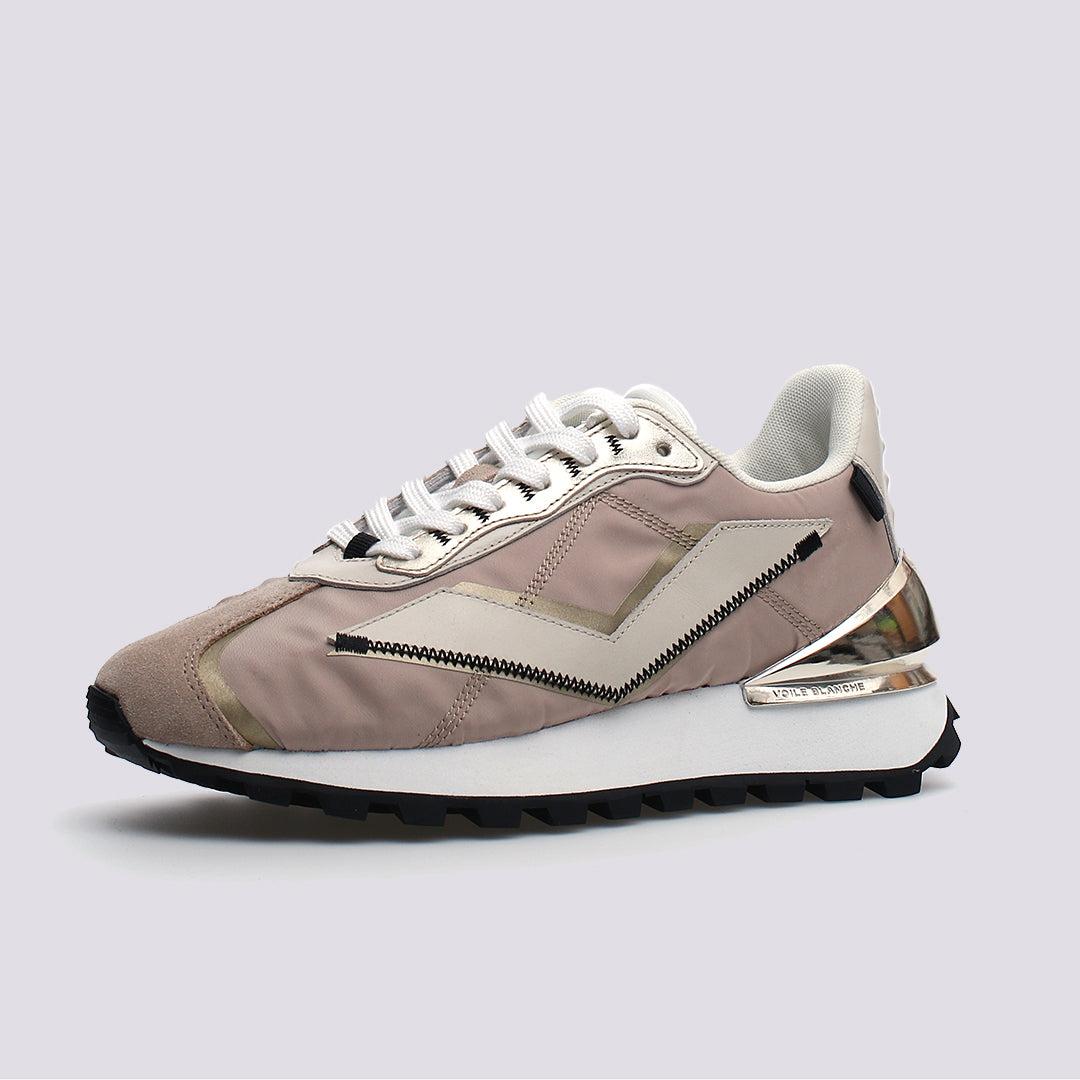 Sneaker Qwark in tessuto tecnico e suede metallizzata