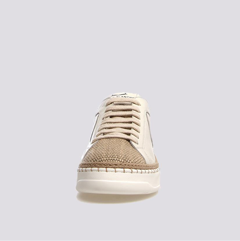 Sneakers in pelle con punta in rafia intrecciata Layton