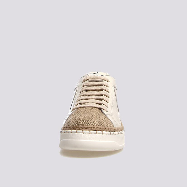 Sneakers in pelle con punta in rafia intrecciata Layton