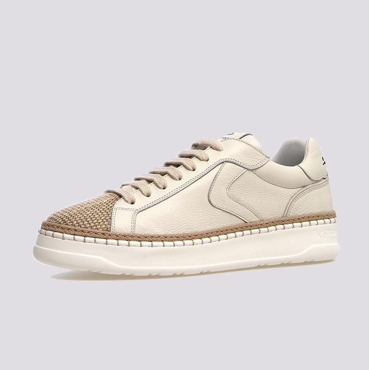 Sneakers in pelle con punta in rafia intrecciata Layton