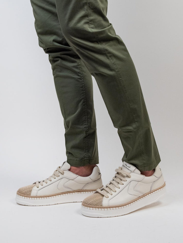 Sneakers in pelle con punta in rafia intrecciata Layton