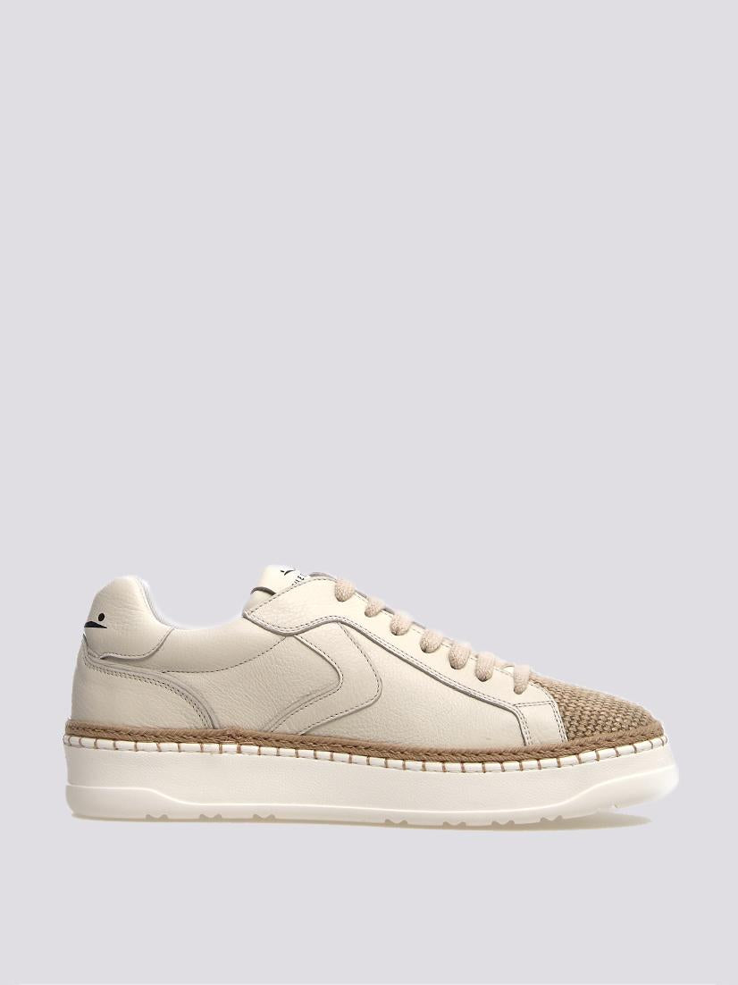 Sneakers in pelle con punta in rafia intrecciata Layton