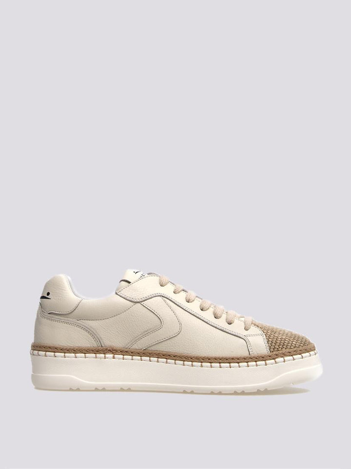 Sneakers in pelle con punta in rafia intrecciata Layton