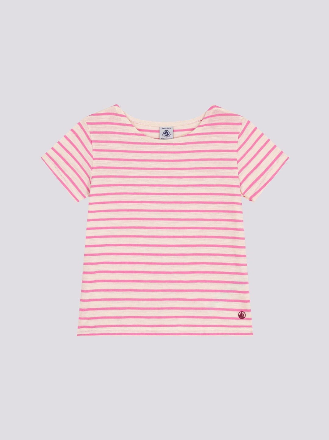 T-SHIRT A RIGHE ROSA IN JERSEY FIAMMATO BAMBINA