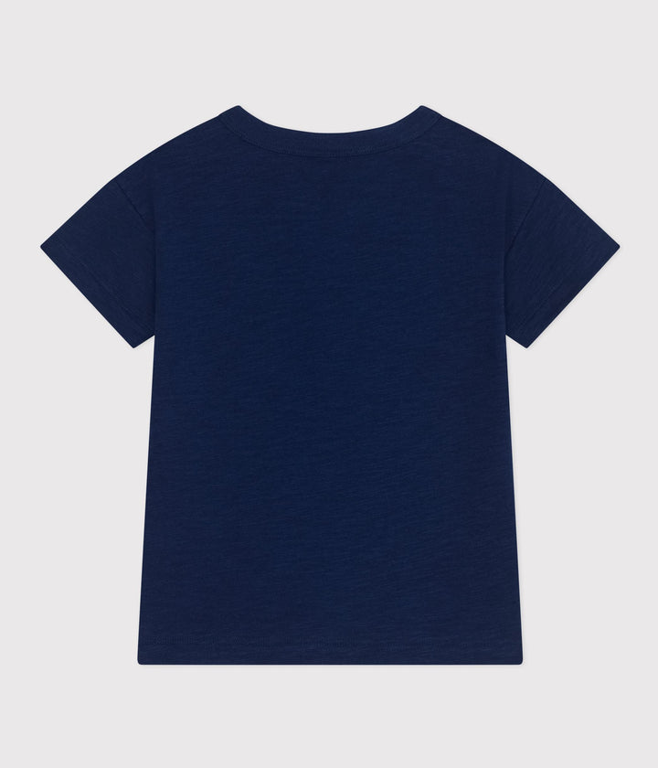 T-SHIRT BLU BAMBINO IN JERSEY FIAMMATO