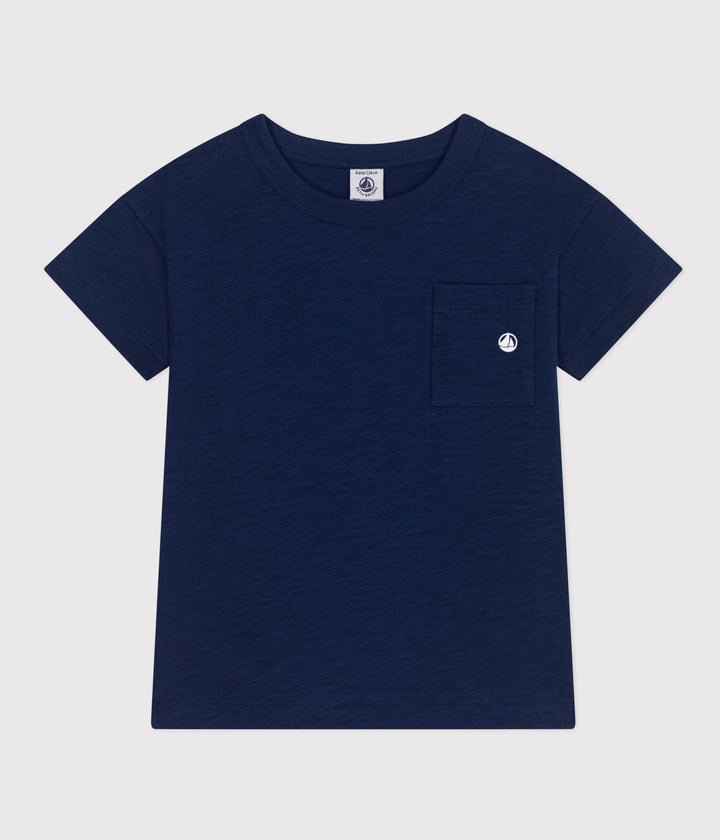 T-SHIRT BLU BAMBINO IN JERSEY FIAMMATO