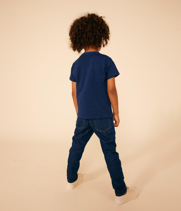 T-SHIRT BLU BAMBINO IN JERSEY FIAMMATO