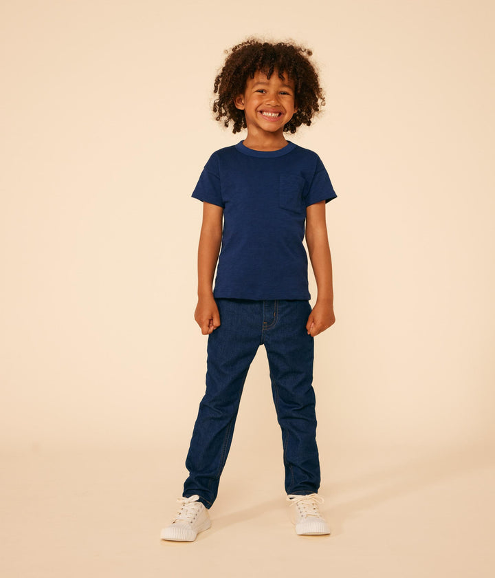 T-SHIRT BLU BAMBINO IN JERSEY FIAMMATO