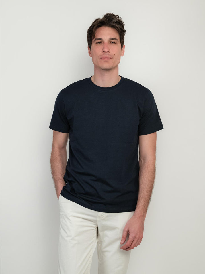 T-SHIRT GIROCOLLO BLU