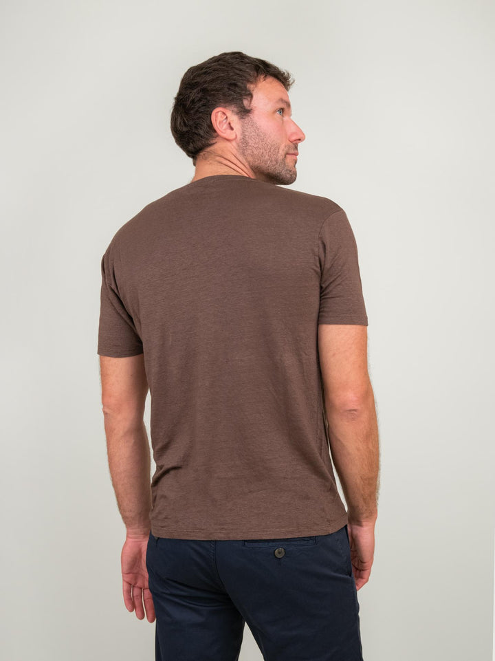 T-SHIRT GIROCOLLO IN COTONE COLOR MORO