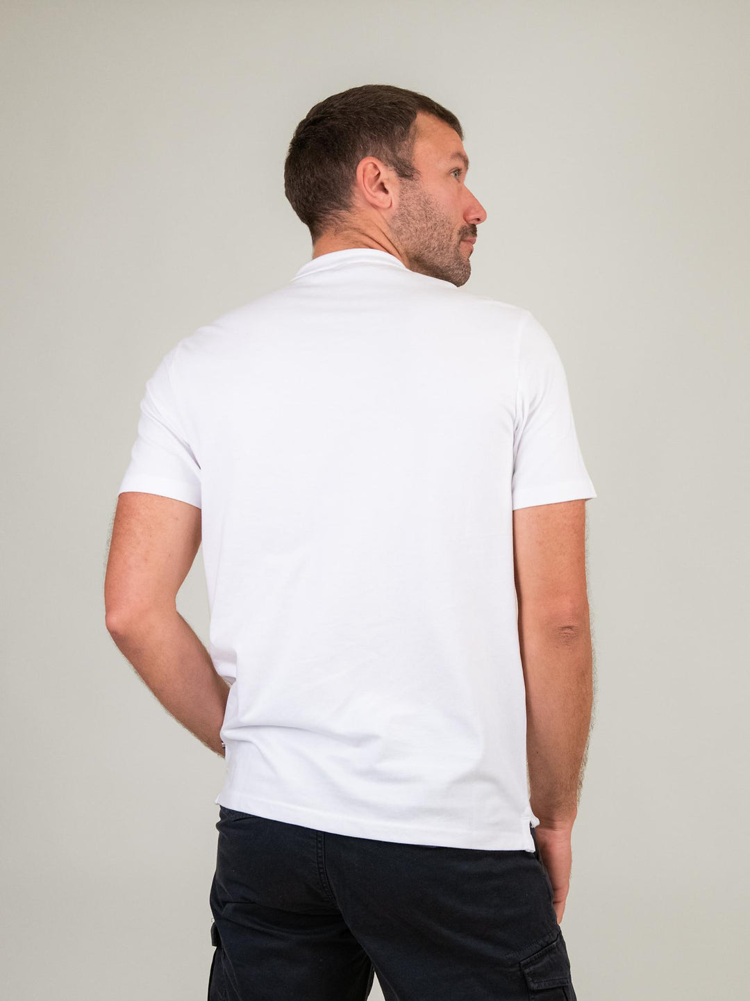 T-SHIRT GIROCOLLO IN COTONE PIQUET BIANCA