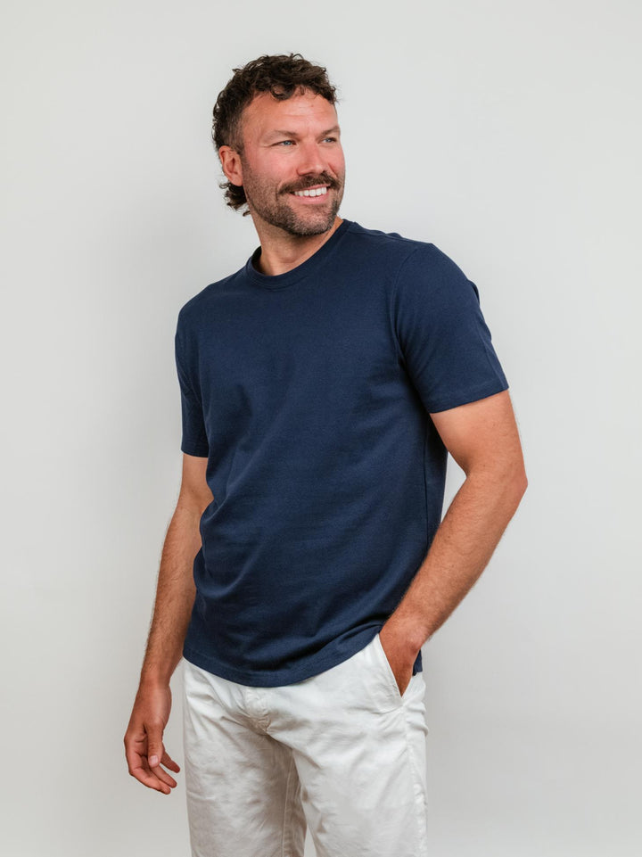 T-SHIRT IN COTONE PIQUET BLU NAVY
