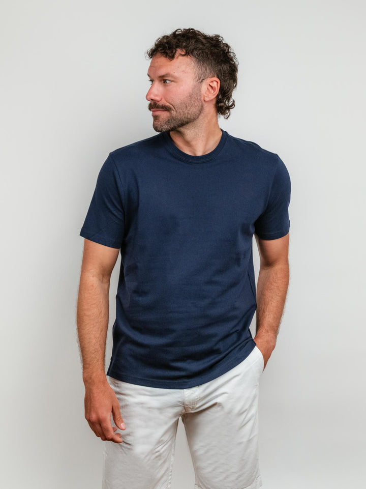 T-SHIRT IN COTONE PIQUET BLU NAVY