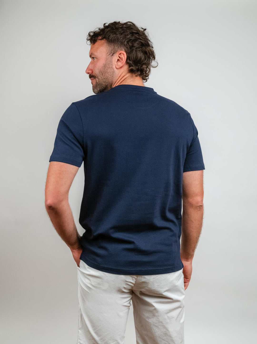 T-SHIRT IN COTONE PIQUET BLU NAVY
