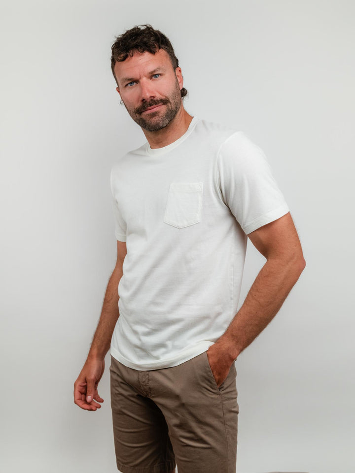 T-SHIRT IN JERSEY CON TASCHINO PANNA