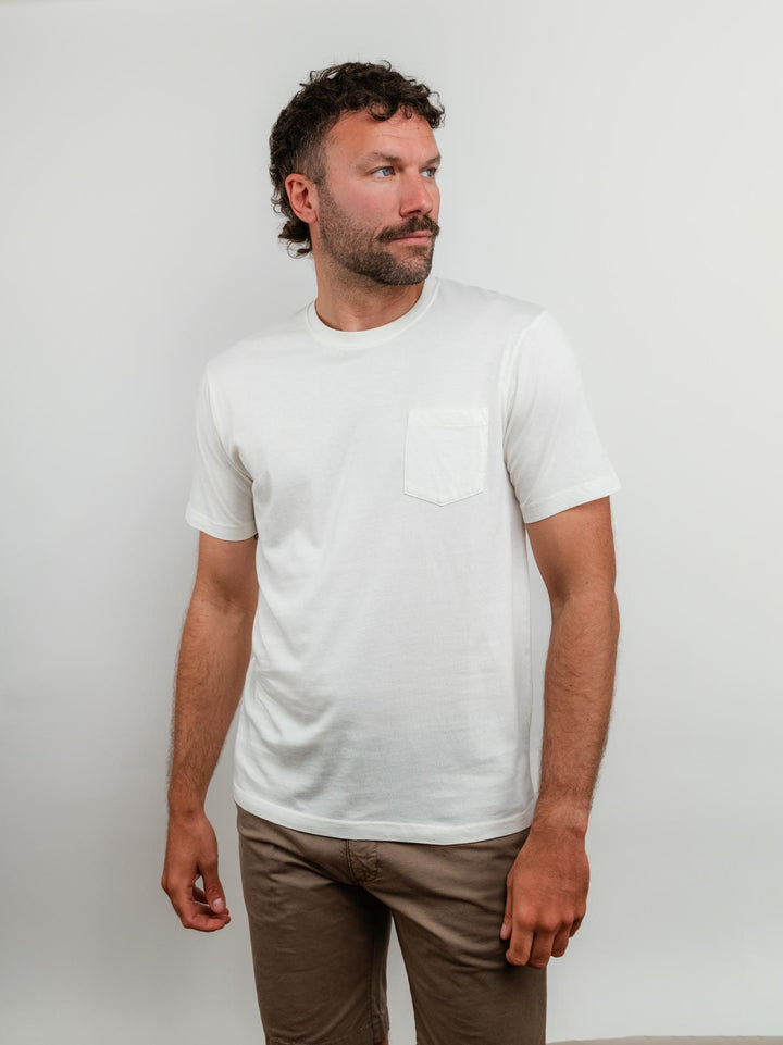 T-SHIRT IN JERSEY CON TASCHINO PANNA