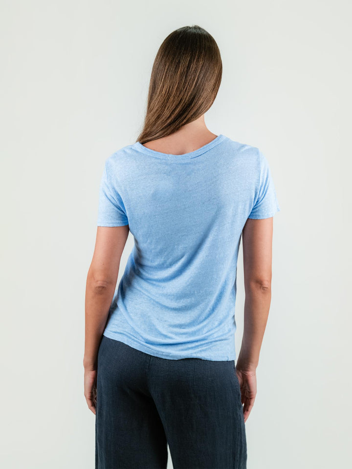 T-SHIRT IN LINO AZZURRA