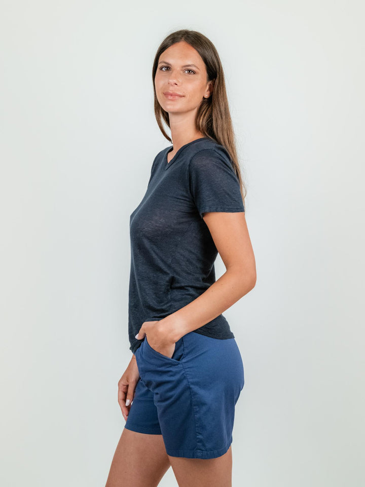 T-SHIRT IN LINO BLU