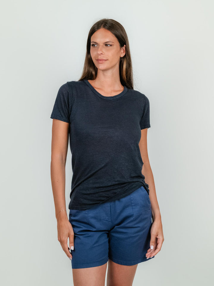 T-SHIRT IN LINO BLU