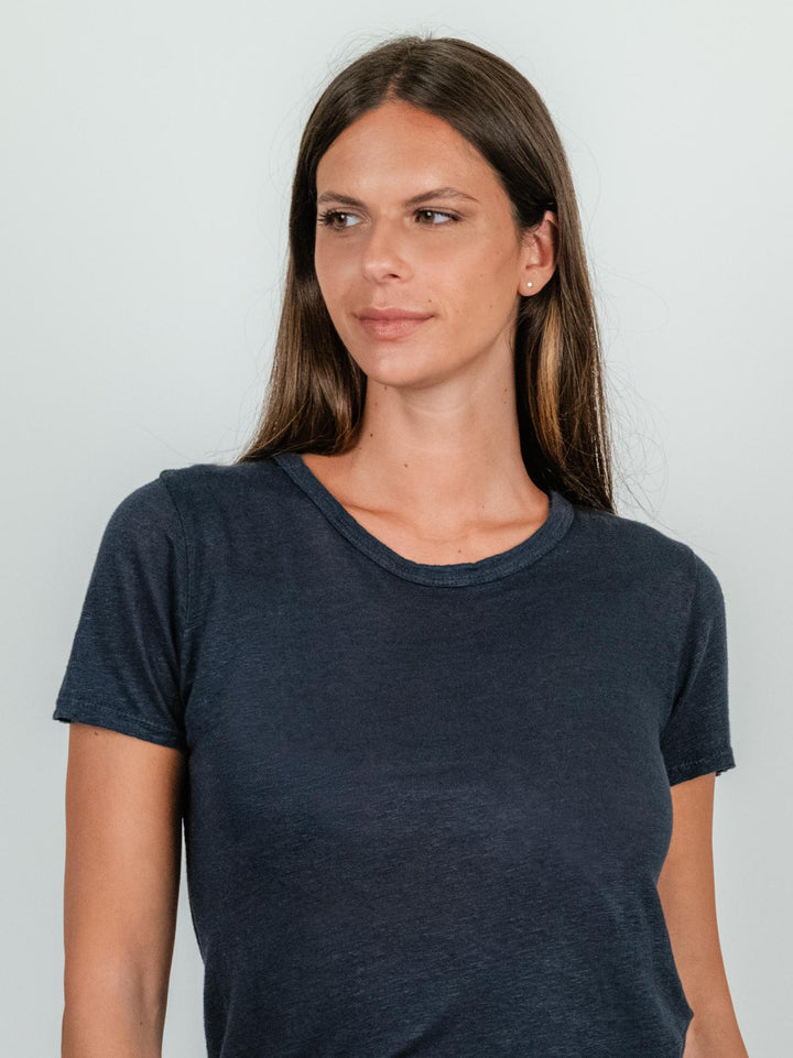 T-SHIRT IN LINO BLU