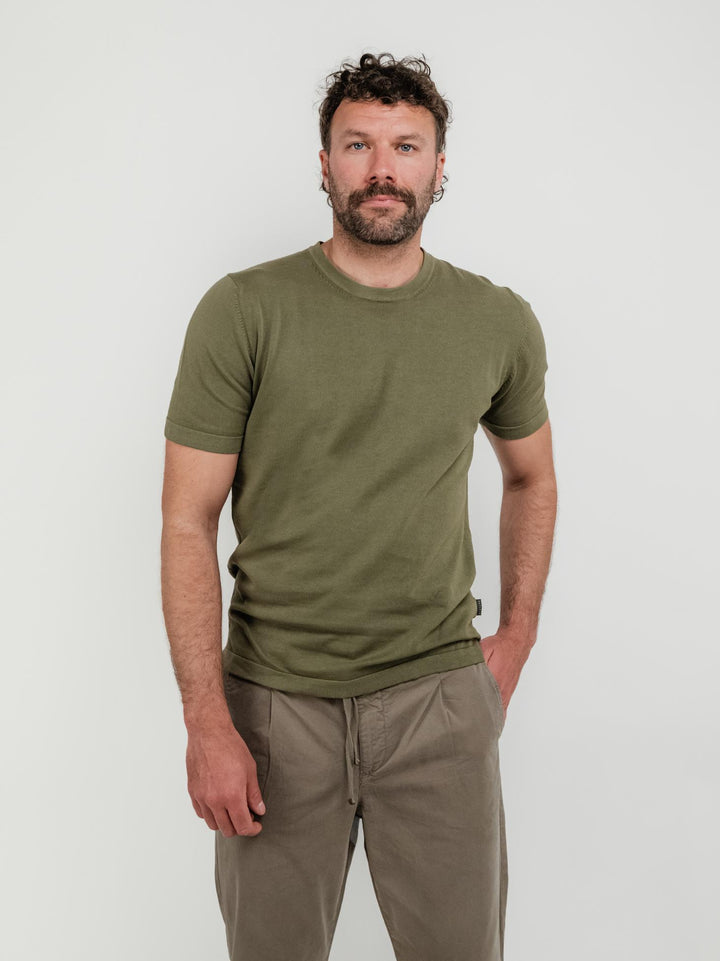 T-SHIRT IN MAGLINA DI COTONE VERDE MILITARE