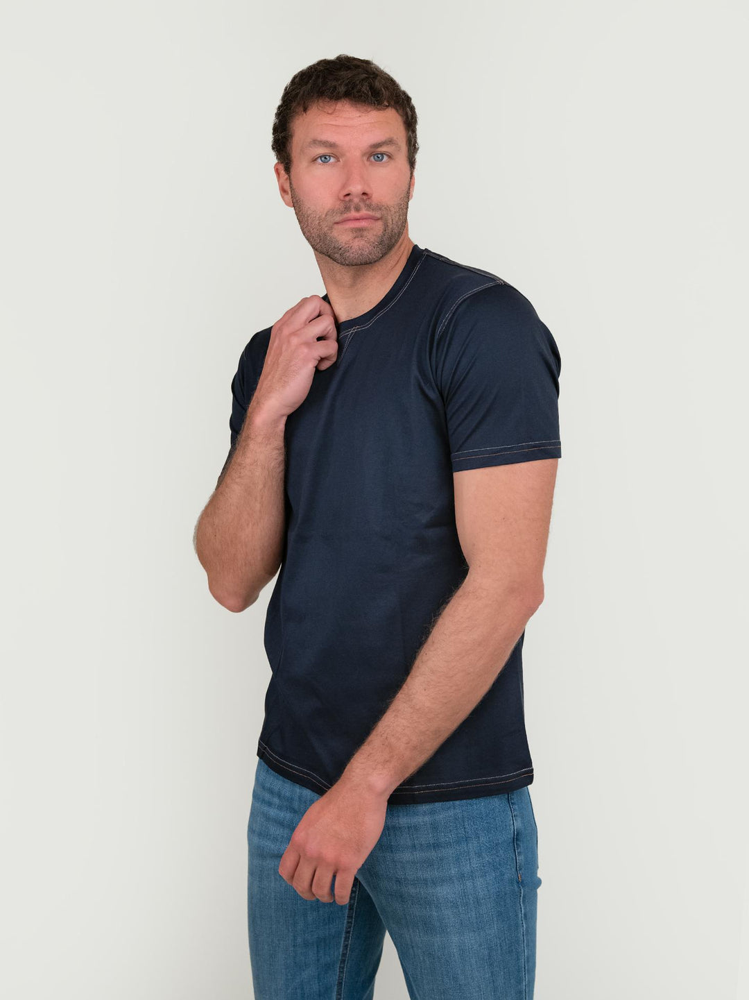 T-SHIRT IN MISTO COTONE BLU NAVY