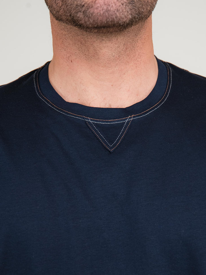 T-SHIRT IN MISTO COTONE BLU NAVY