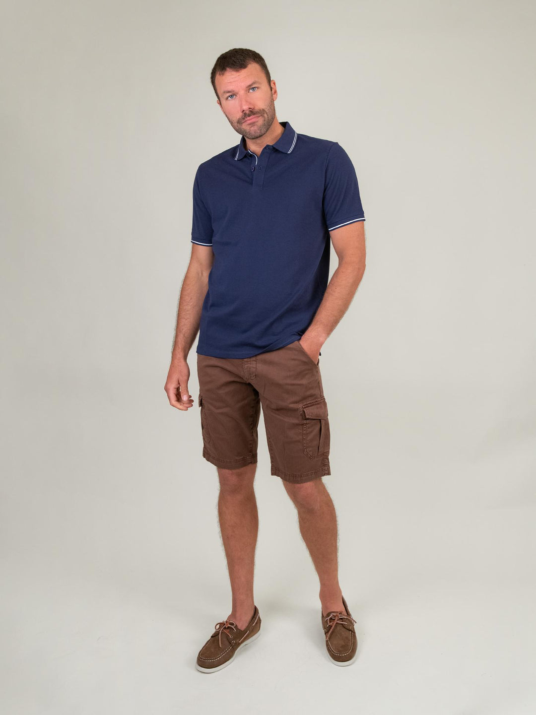T-SHIRT POLO IN COTONE PIQUET BLU
