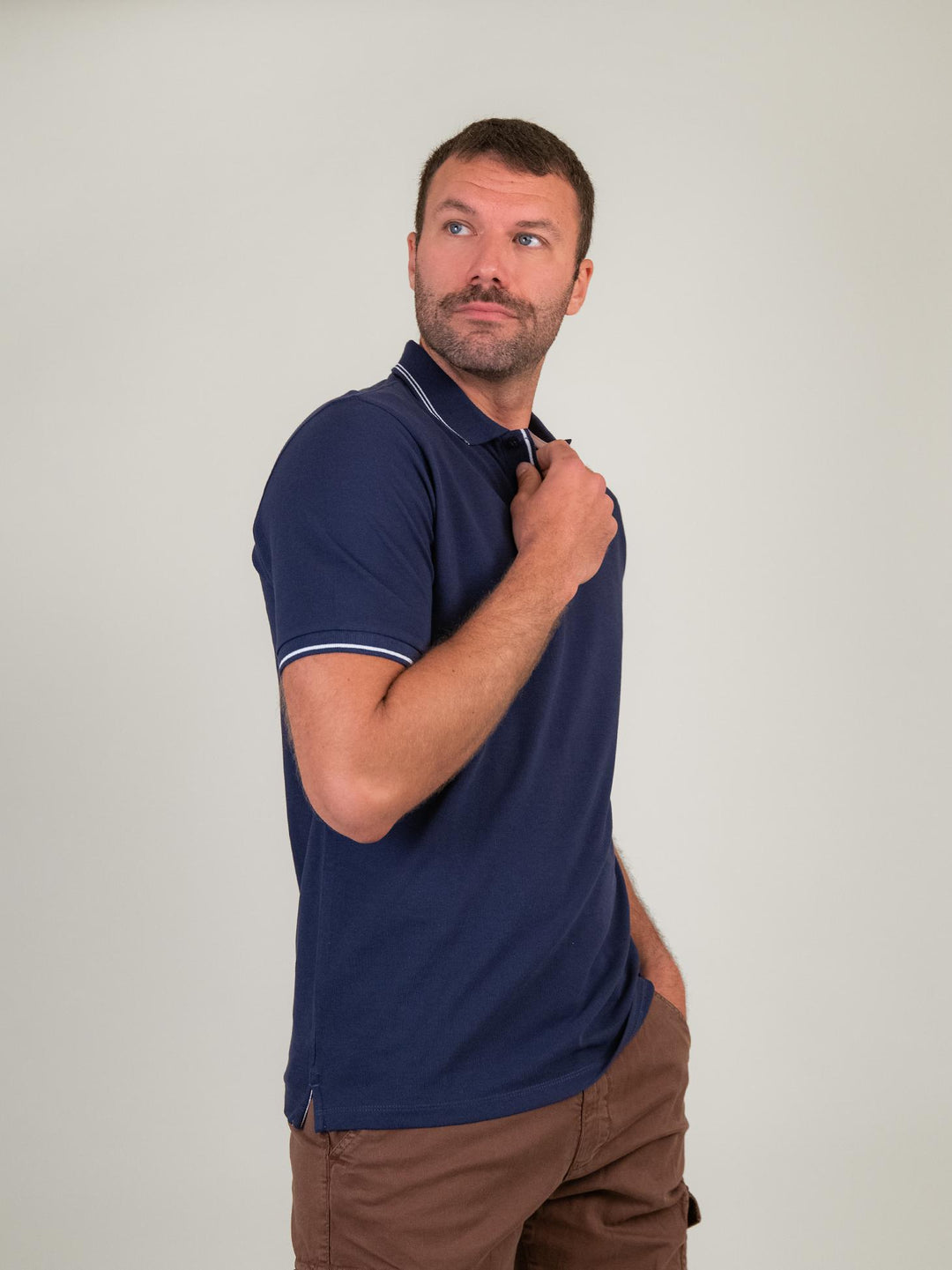 T-SHIRT POLO IN COTONE PIQUET BLU