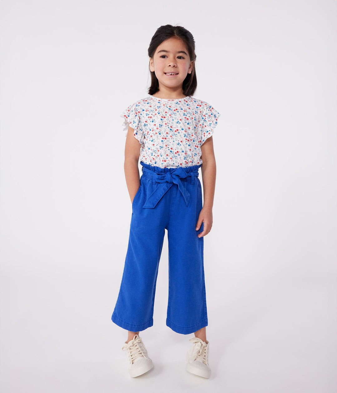 T-shirt a maniche corte in cotone a fiori bambina