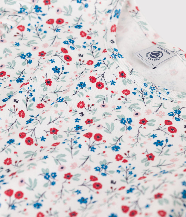 T-shirt a maniche corte in cotone a fiori bambina