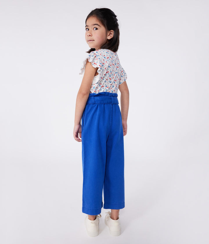 T-shirt a maniche corte in cotone a fiori bambina