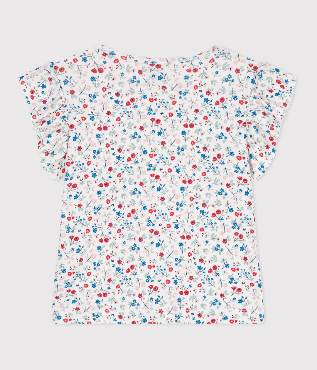T-shirt a maniche corte in cotone a fiori bambina