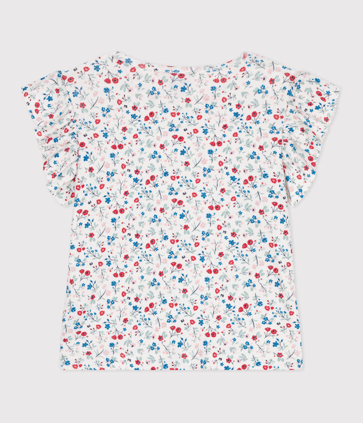 T-shirt a maniche corte in cotone a fiori bambina