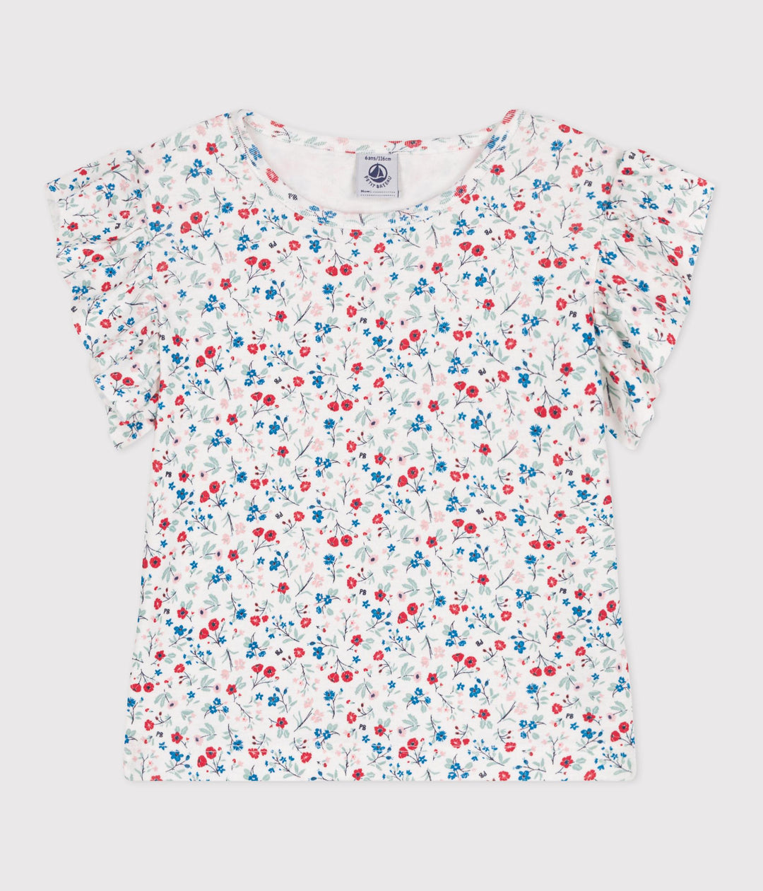T-shirt a maniche corte in cotone a fiori bambina