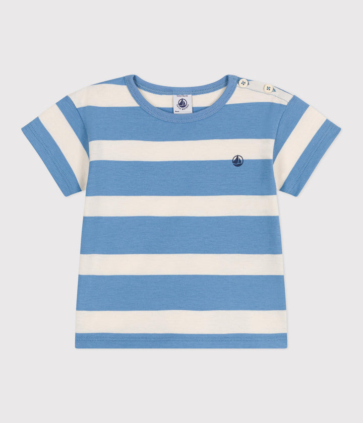T-shirt a maniche corte in cotone a righe Bebè