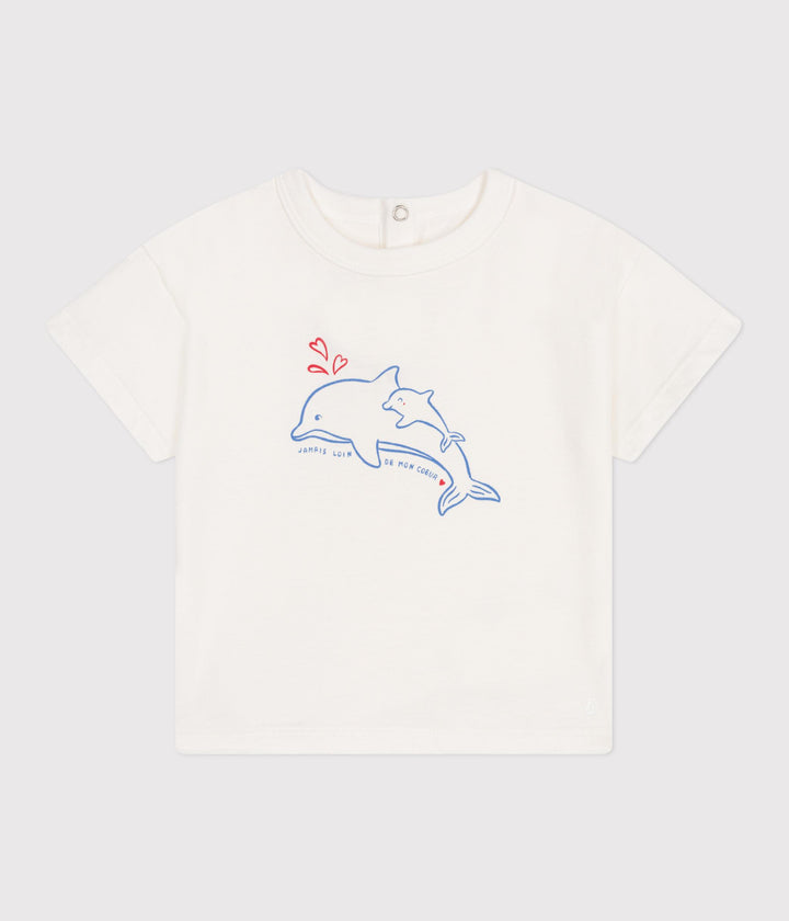 T-shirt a maniche corte in cotone con delfino