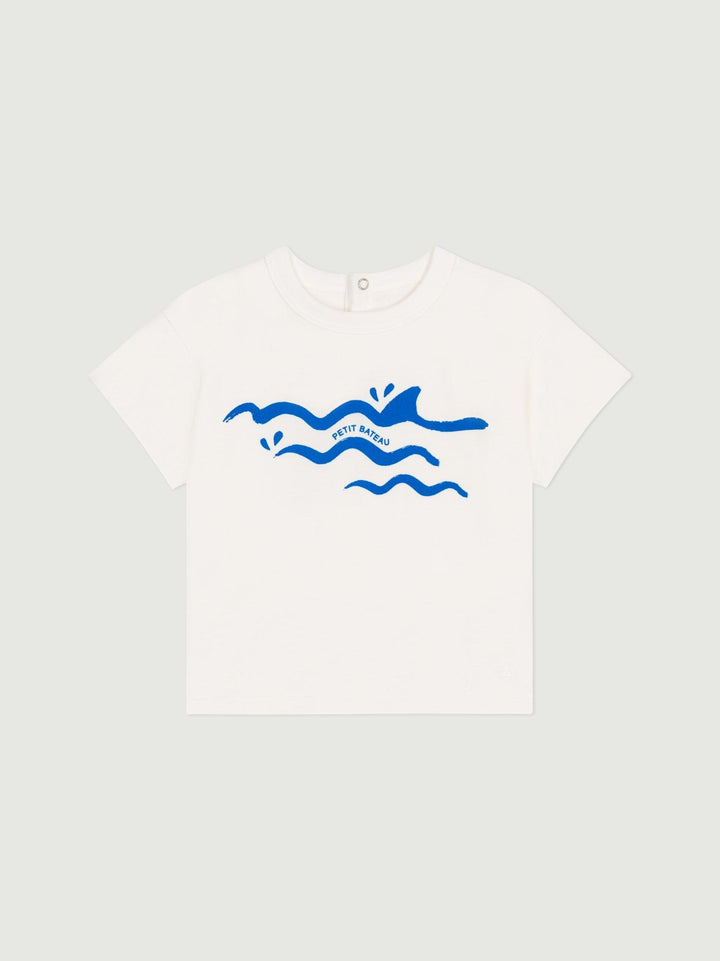 T-shirt a maniche corte in cotone stampa onde