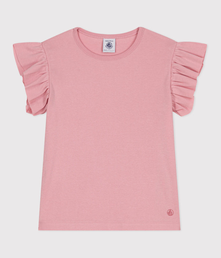 T-shirt a maniche corte in cotone tinta unita bambina